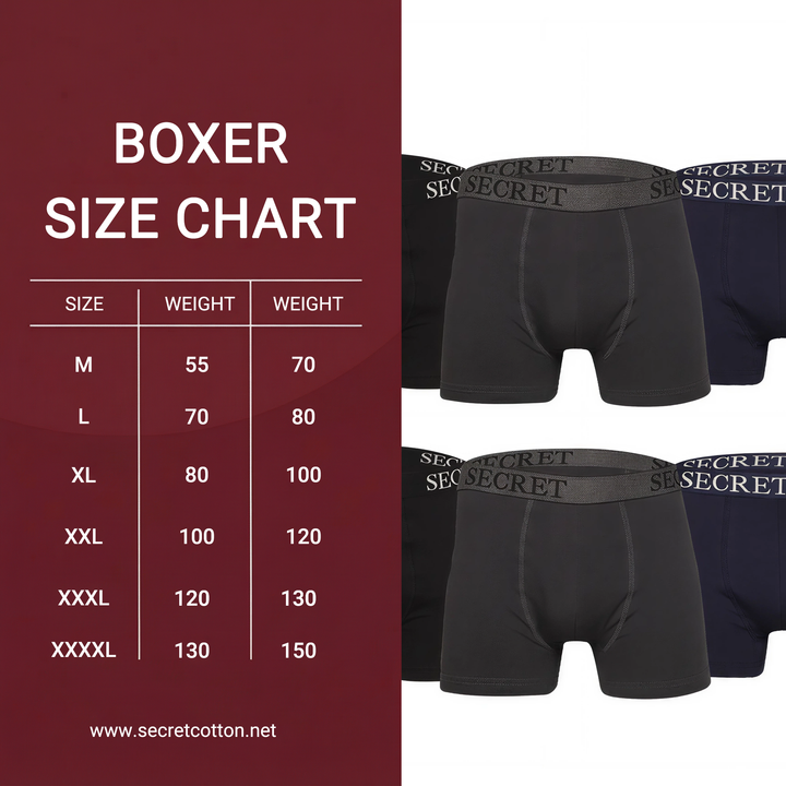 Secret boxer (1 Black- 1 navy-1 grey) – secret cotton